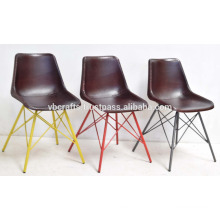 Industrial Leather Chair Multi Color Pyramid Iron Base